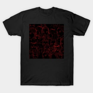 faces in red pattern ecopop art T-Shirt